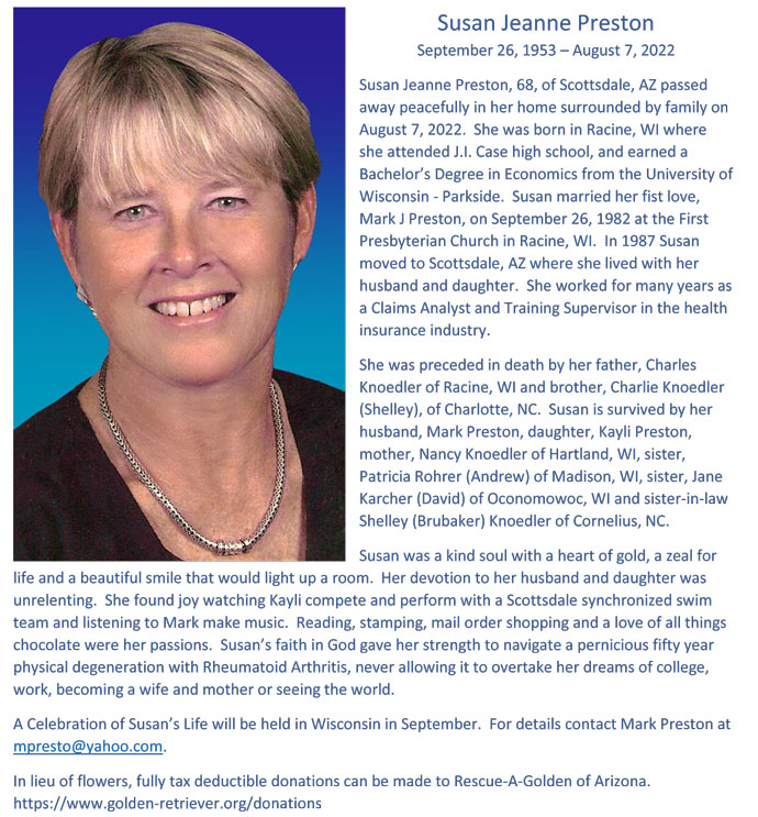 obituary Susan Preston